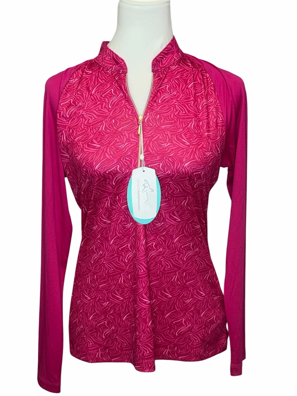 Greg Norman Fuchsia Zip-Front Long Sleeve Top